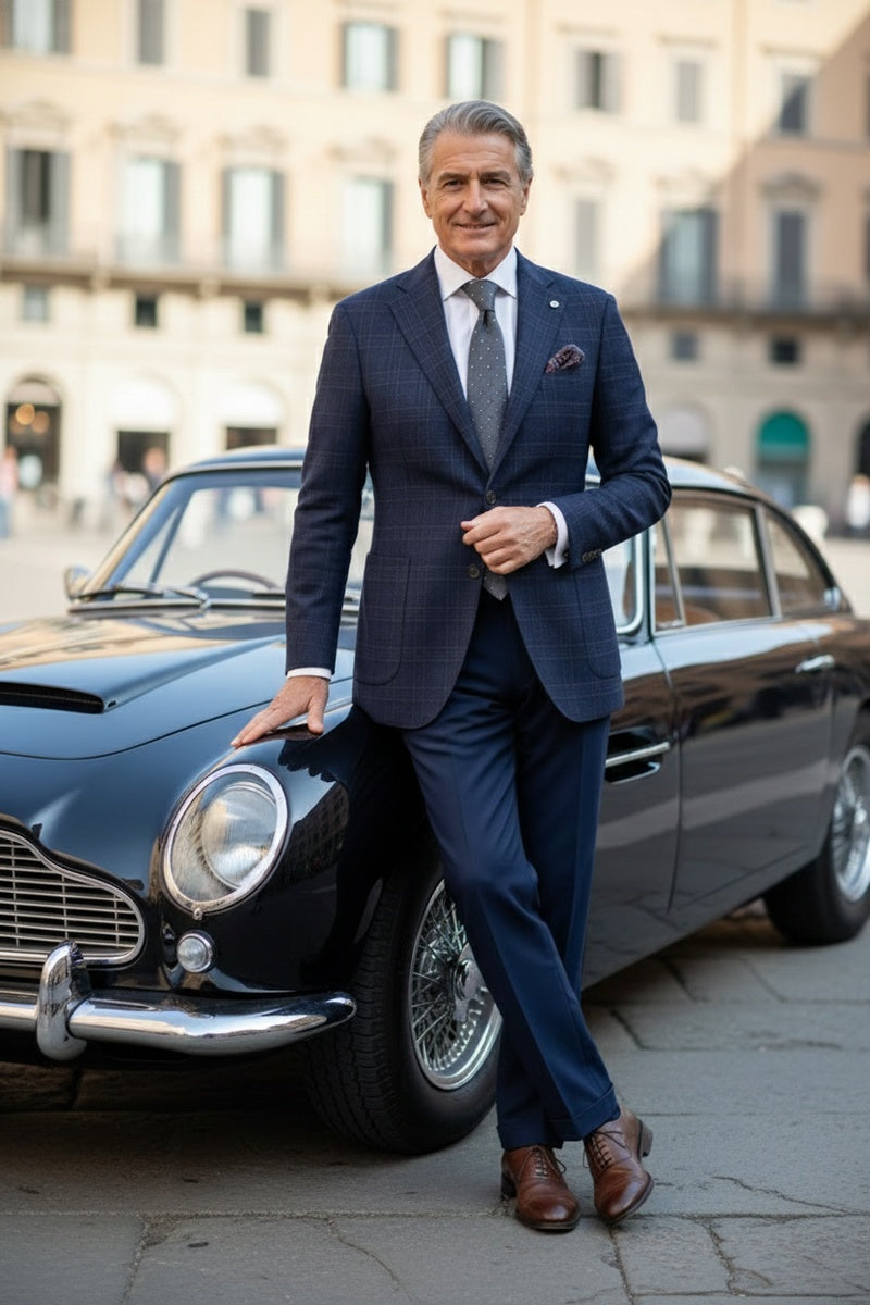 Navy Windowpane Sports Jacket
