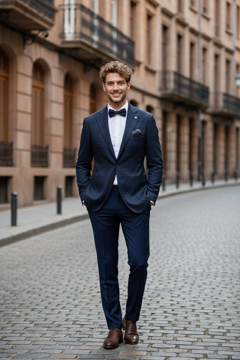 Navy Windowpane Sports Jacket