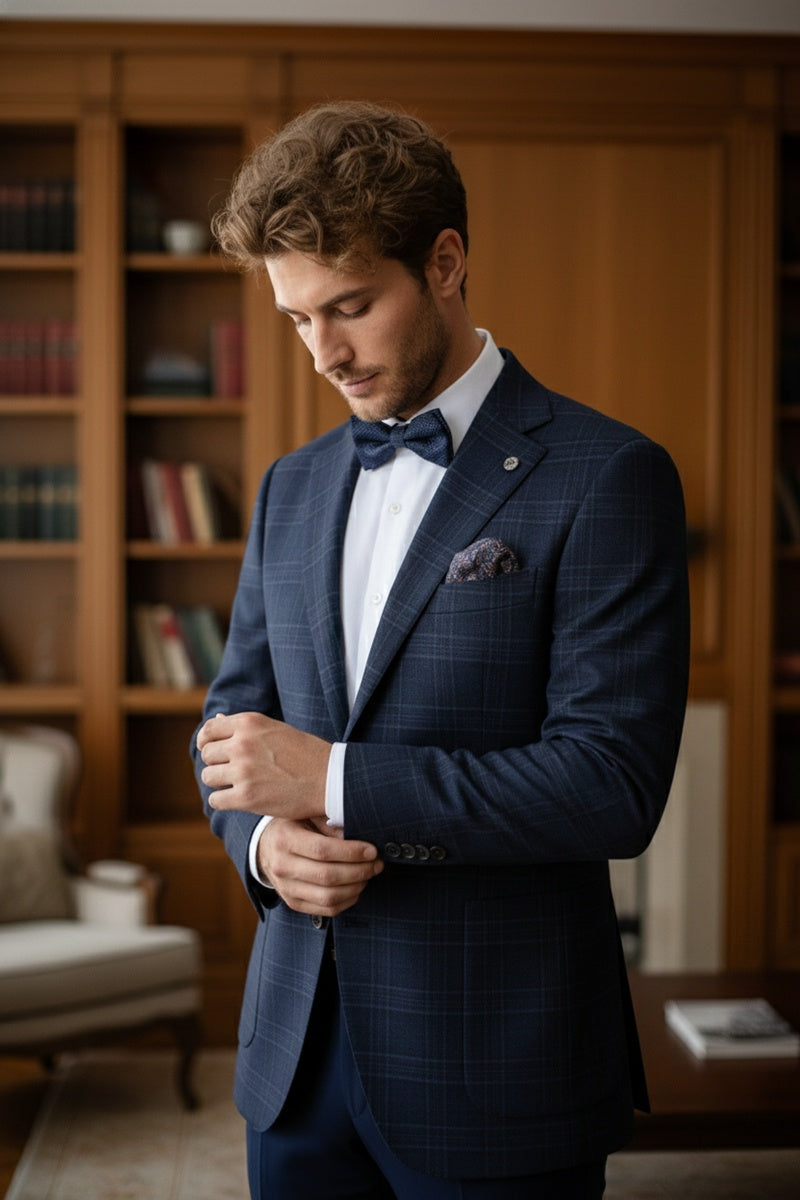 Navy Windowpane Sports Jacket
