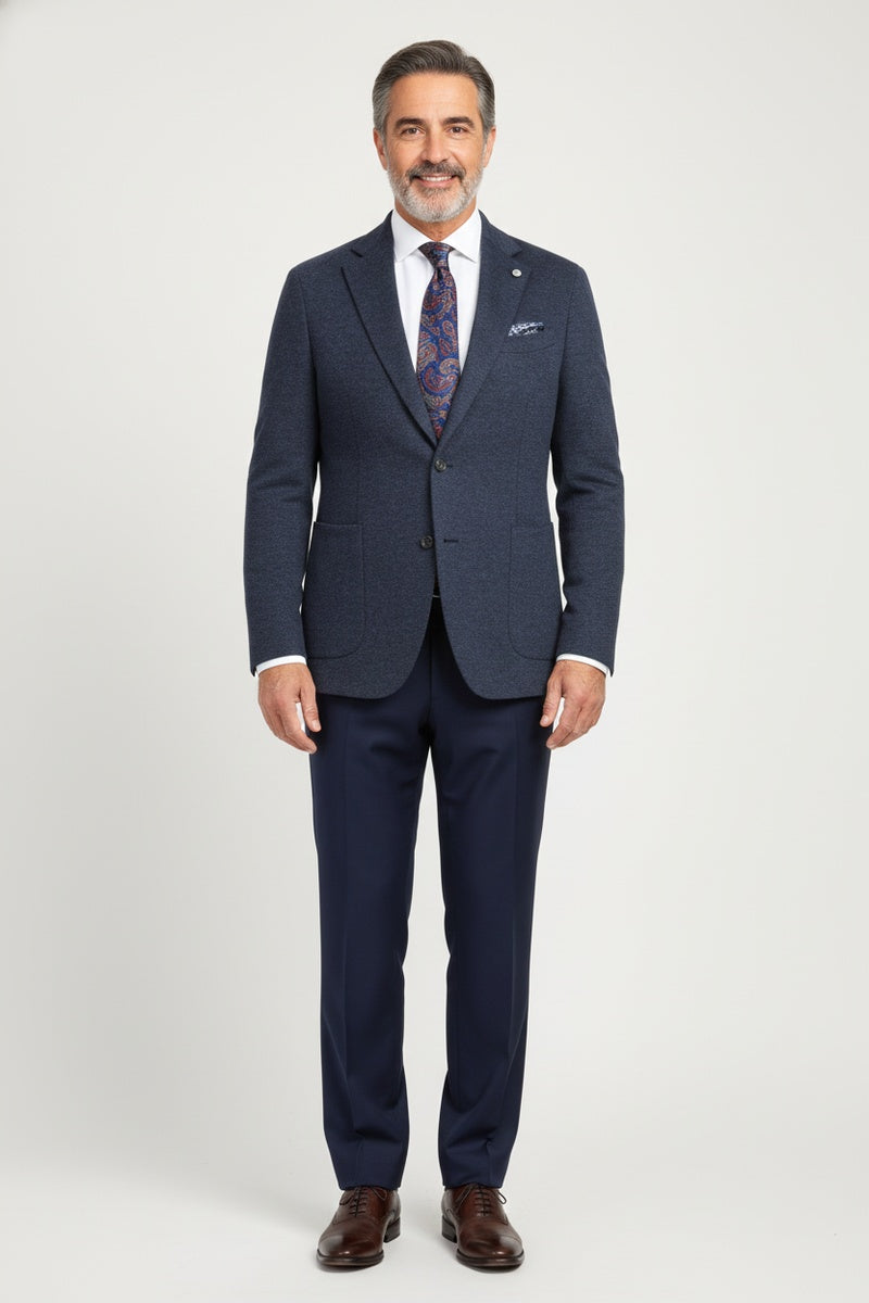 Navy Textured Sports Jacket