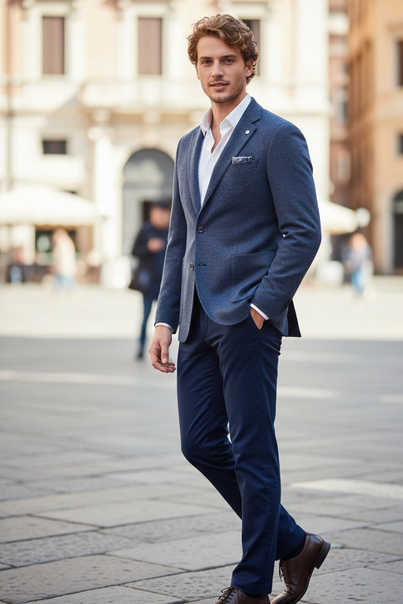 Navy Textured Sports Jacket