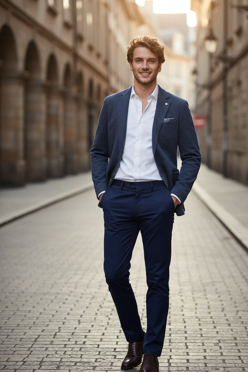 Navy Textured Sports Jacket