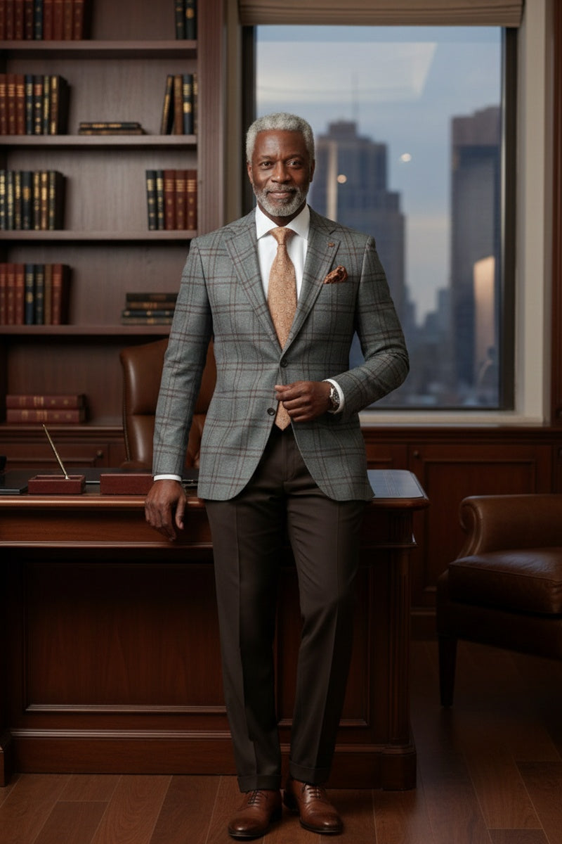 Grey Windowpane Sports Jacket