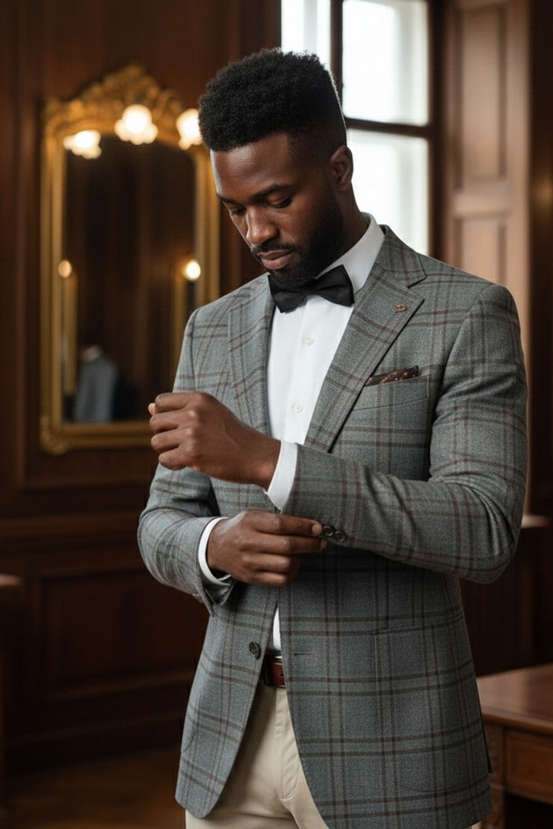 Grey Windowpane Sports Jacket