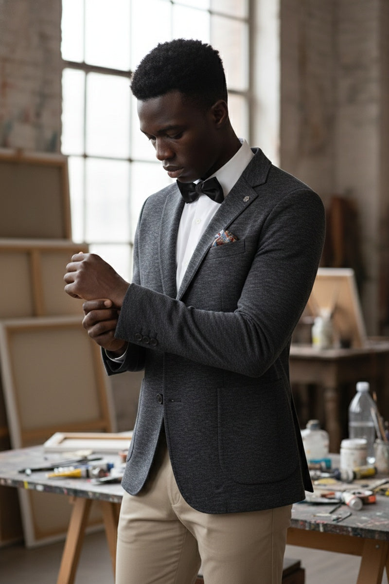 Grey Blue Textured Sports Jacket