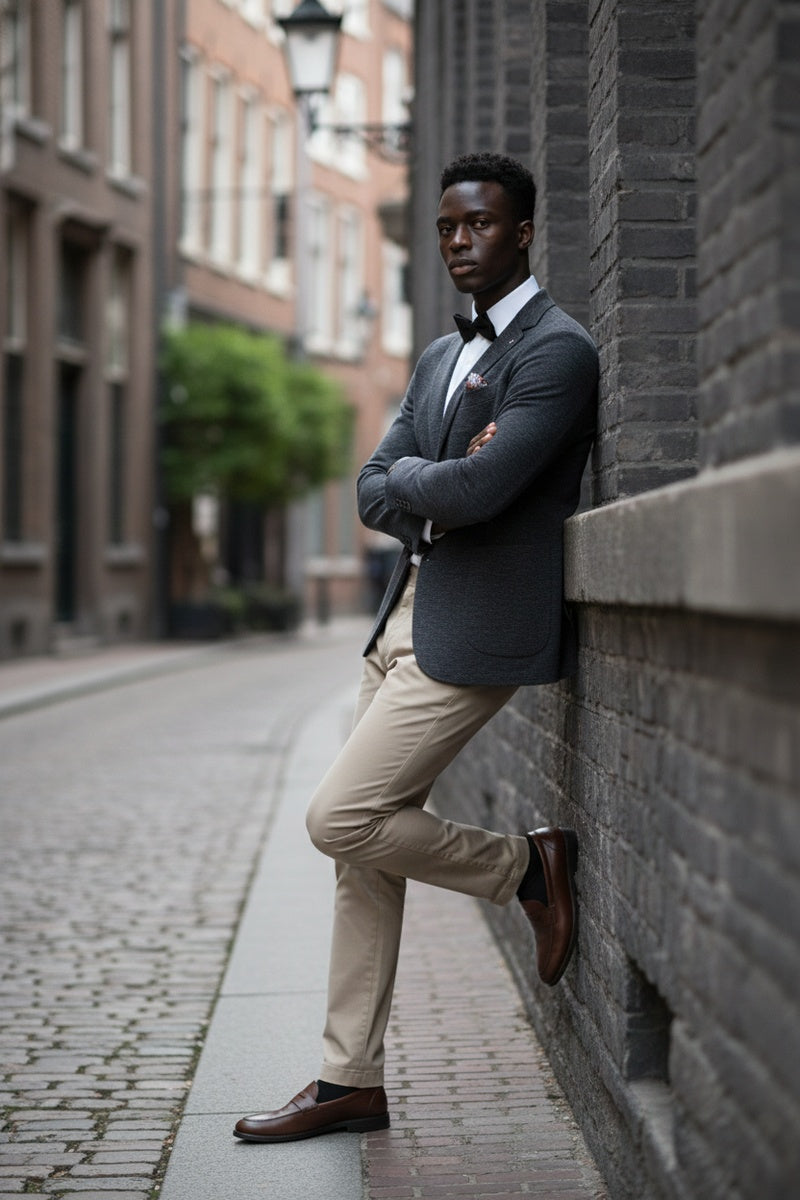 Grey Blue Textured Sports Jacket