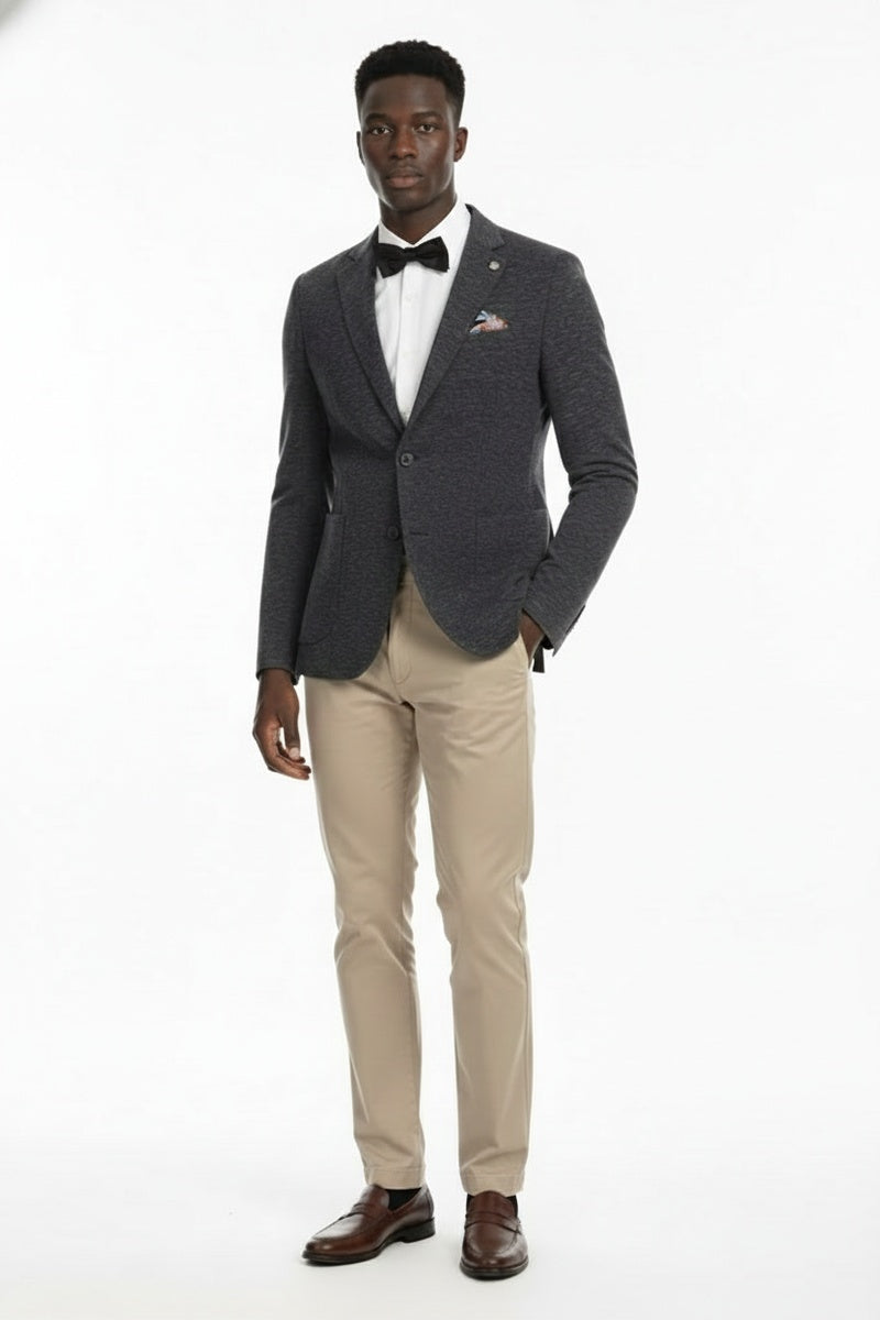 Grey Blue Textured Sports Jacket