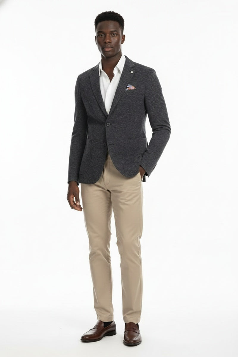 Grey Blue Textured Sports Jacket