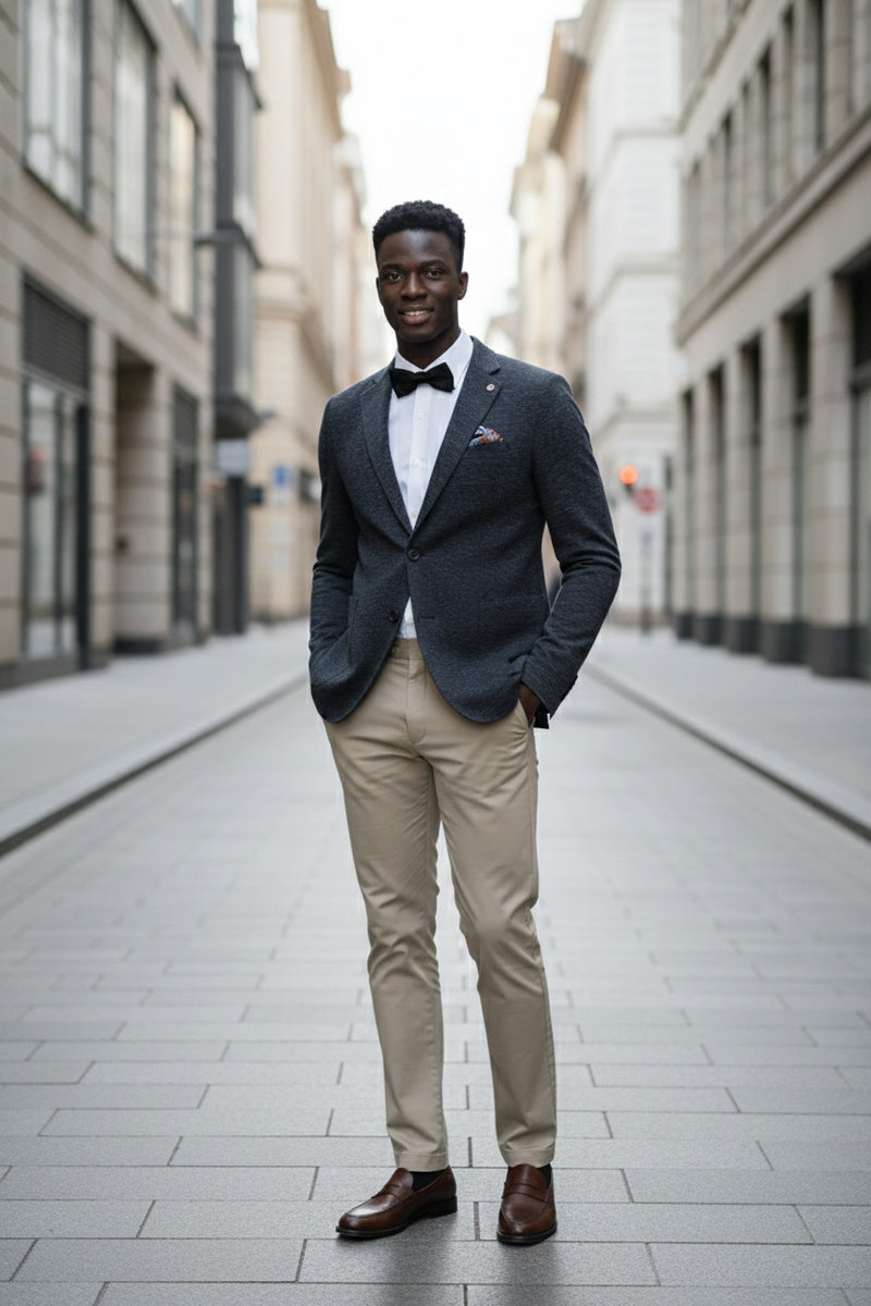 Grey Blue Textured Sports Jacket