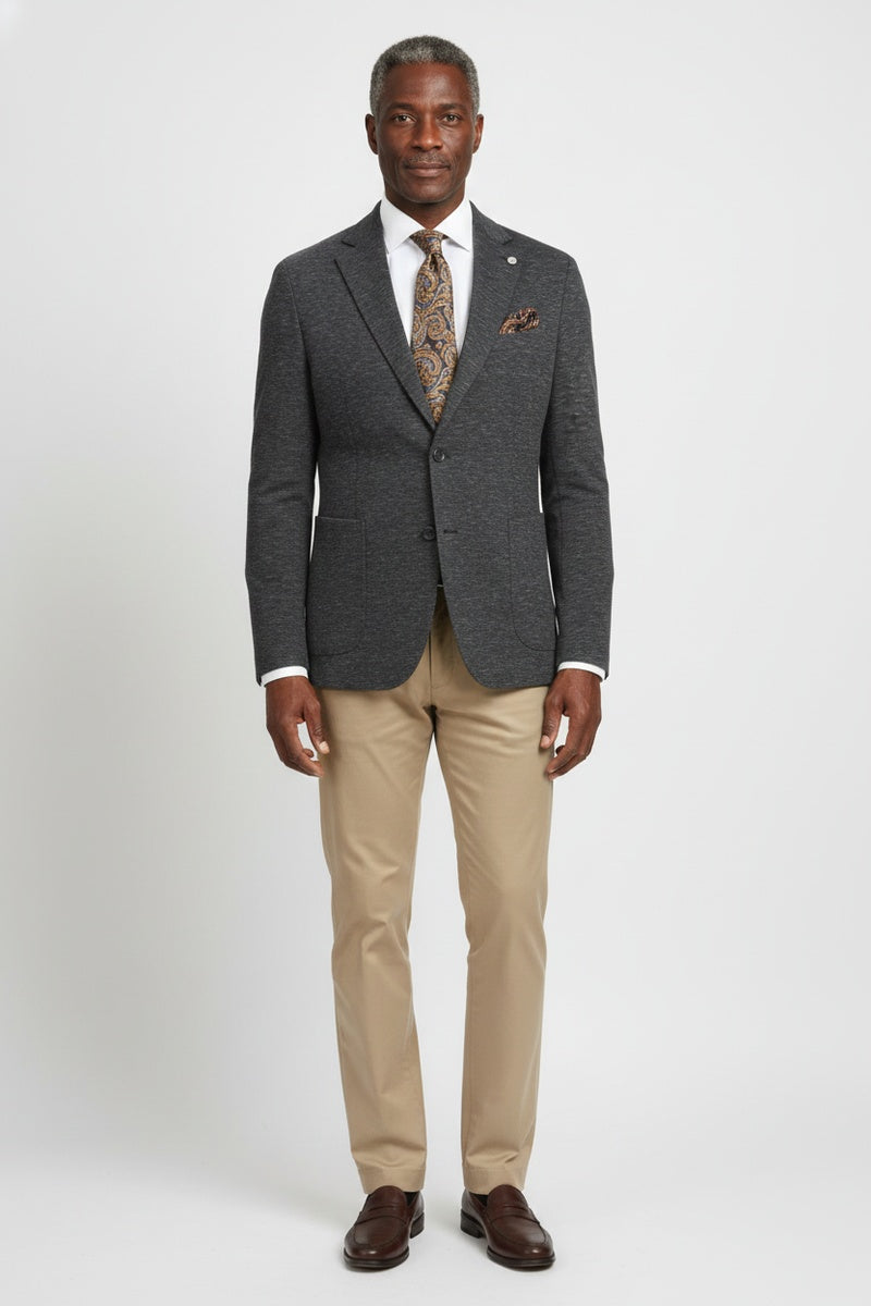 Grey Blue Textured Sports Jacket