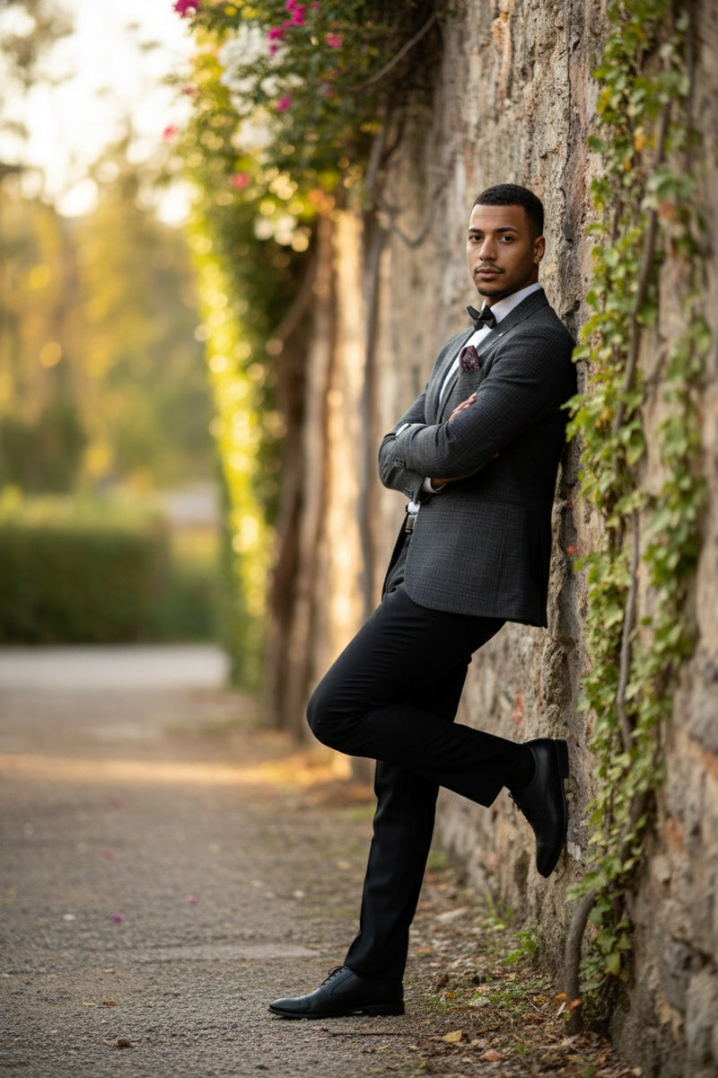 Blue & Black Windowpane Sports Jacket