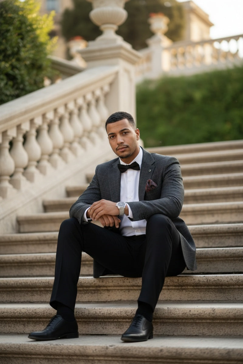 Blue & Black Windowpane Sports Jacket