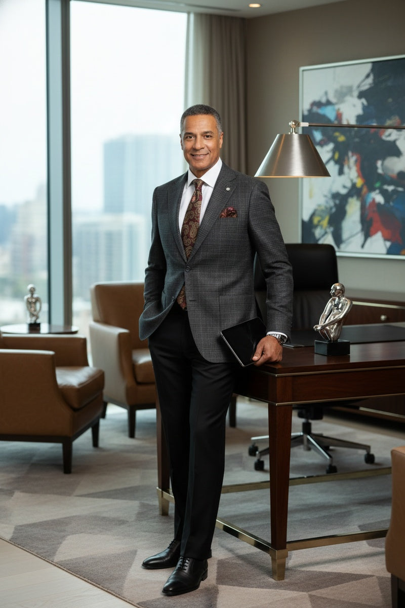 Blue & Black Windowpane Sports Jacket