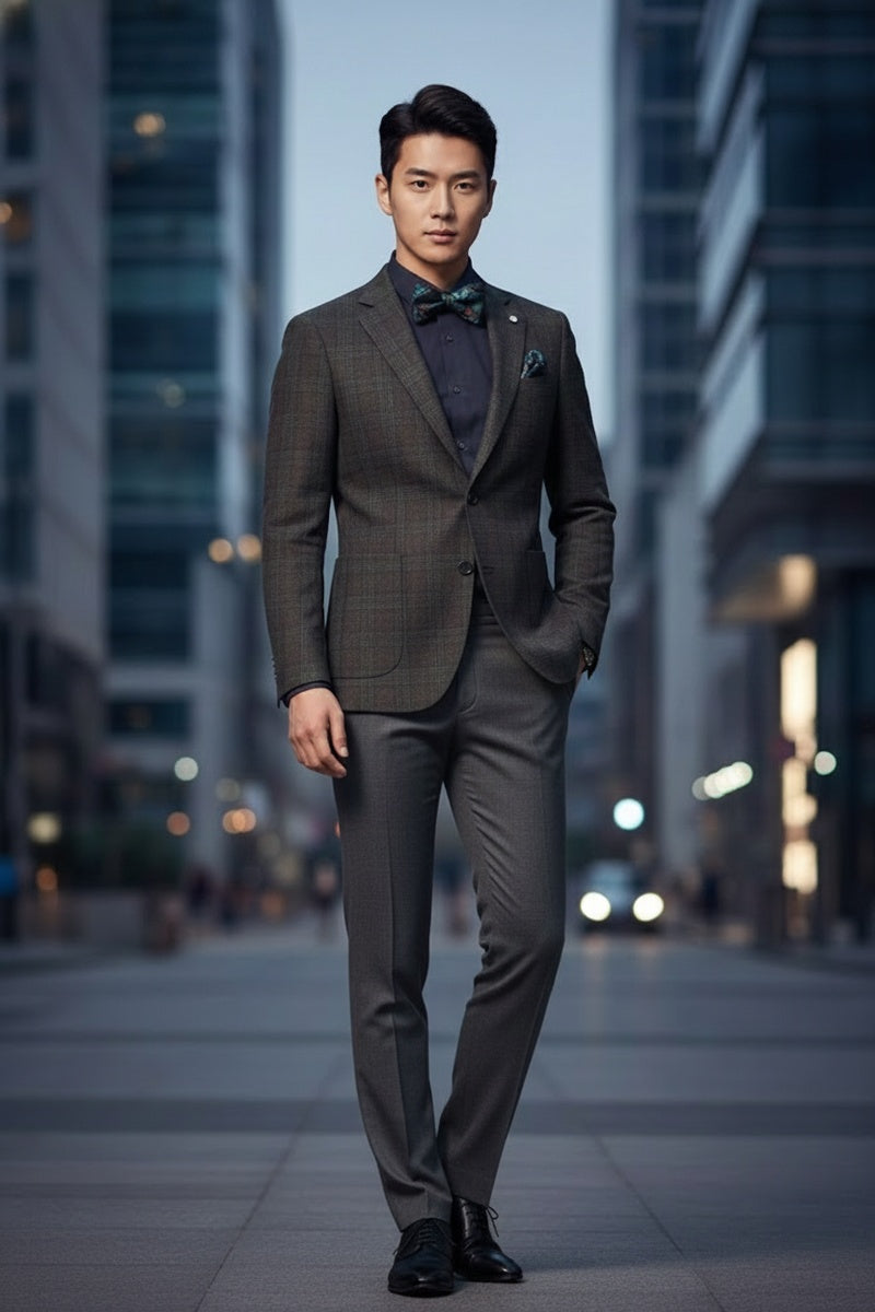 Dark Brown Windowpane Sports Jacket