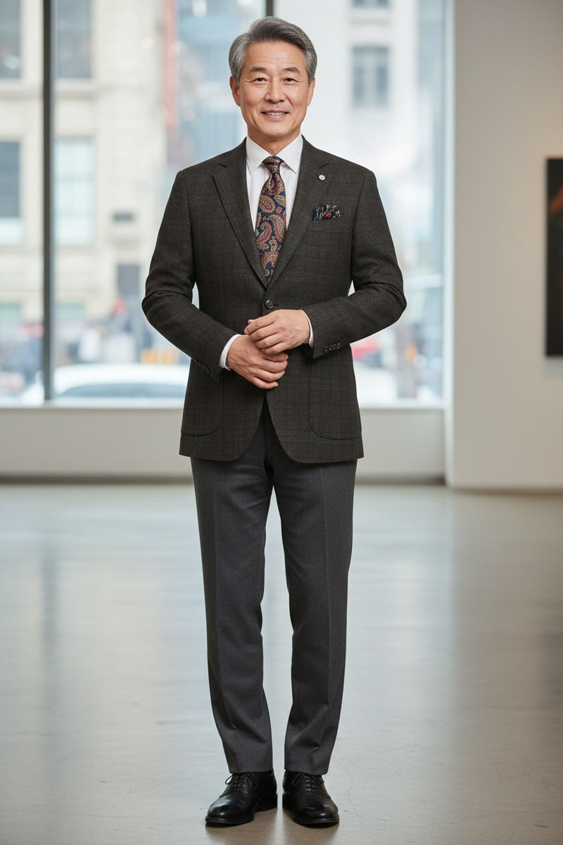 Dark Brown Windowpane Sports Jacket