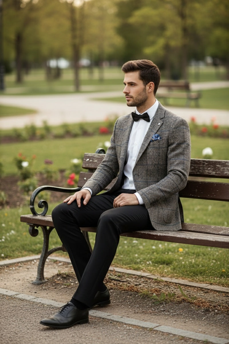 Beige Windowpane Sports Jacket