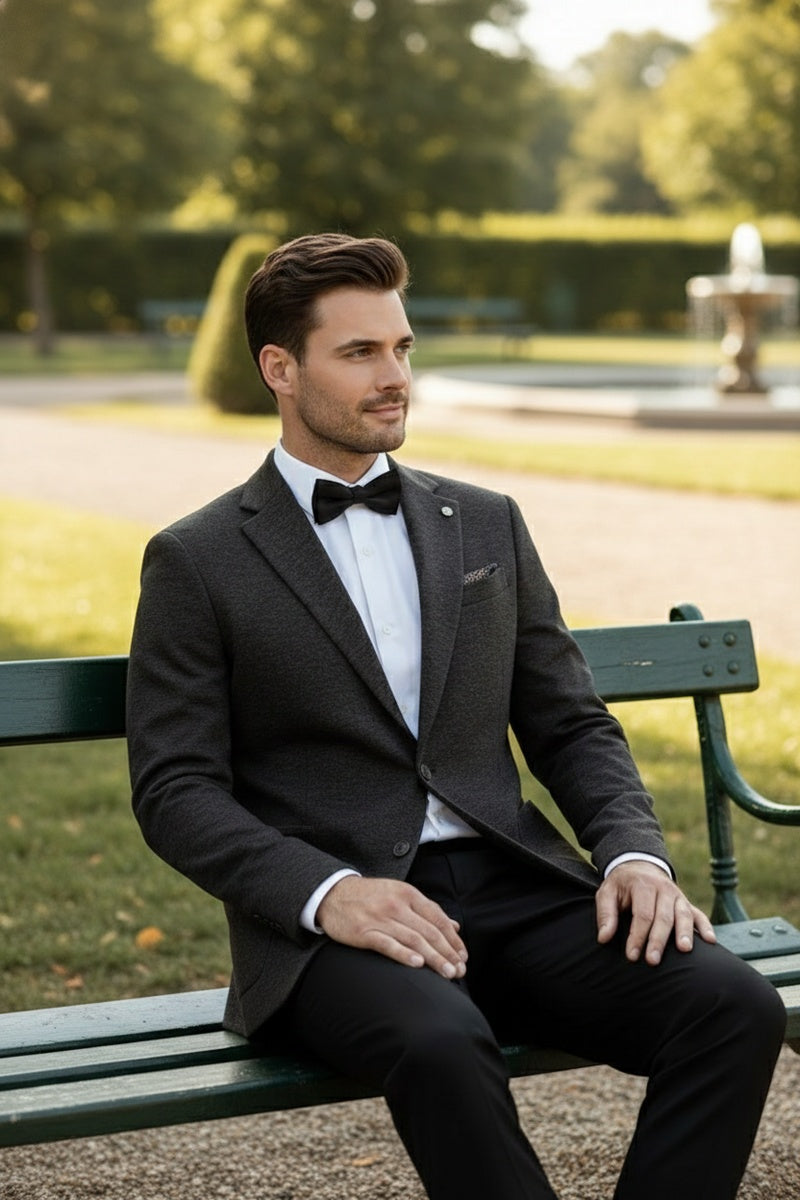 Dark Grey Textured Sports Jacket