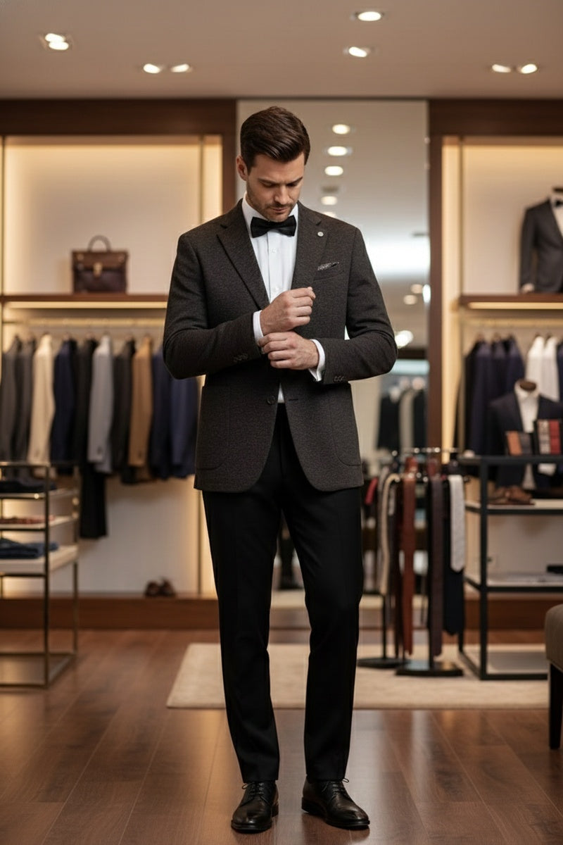 Dark Grey Textured Sports Jacket