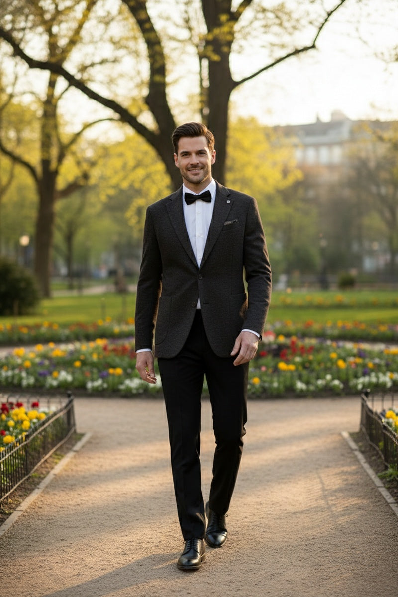 Dark Grey Textured Sports Jacket
