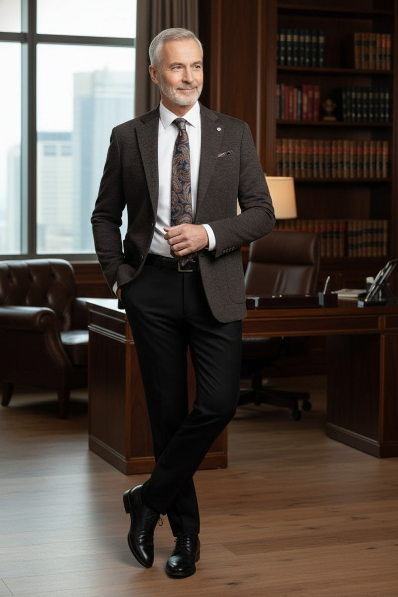 Dark Grey Textured Sports Jacket