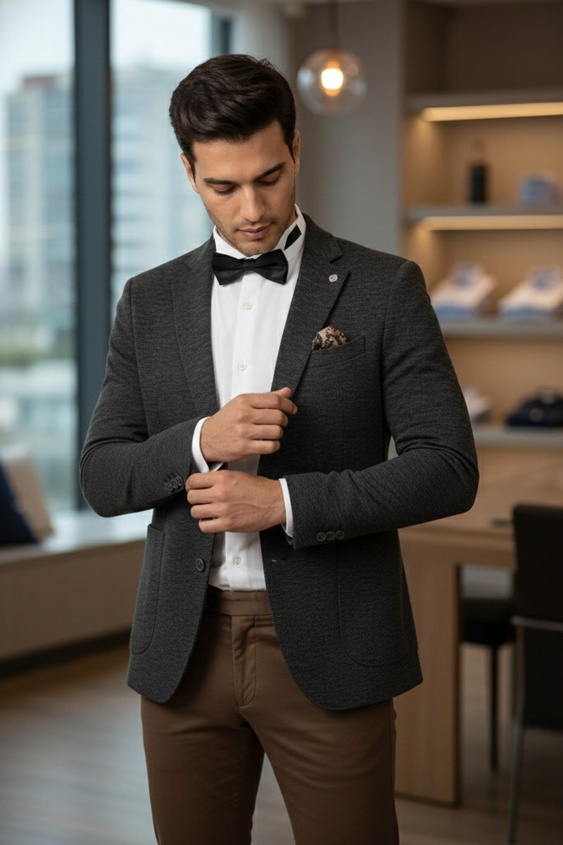 Dark Brown Textured Sports Jacket