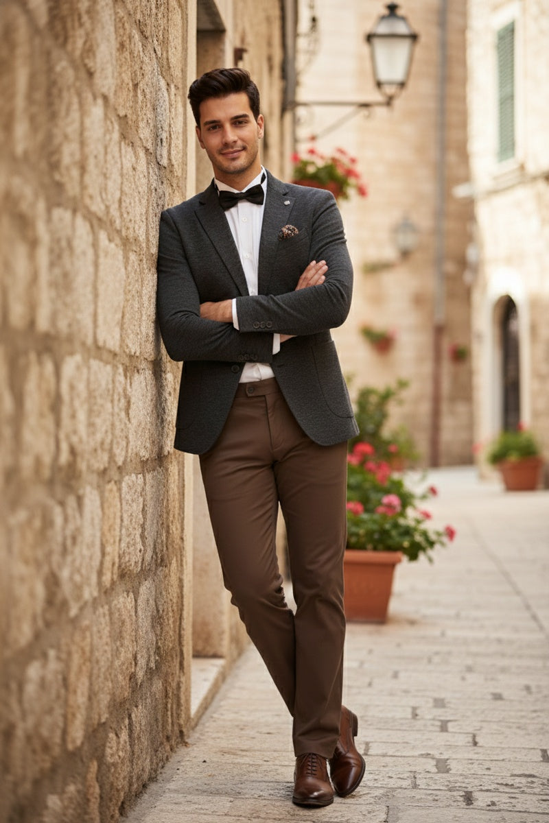 Dark Brown Textured Sports Jacket