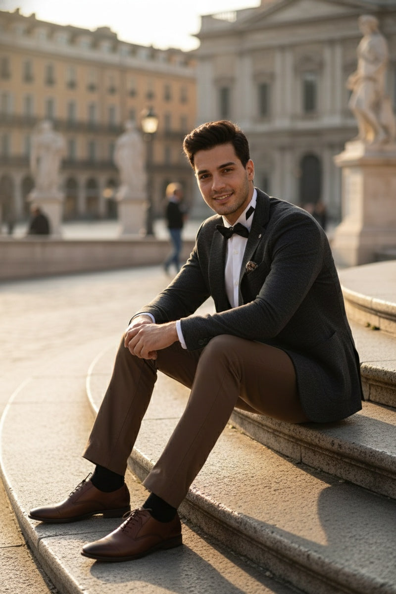 Dark Brown Textured Sports Jacket