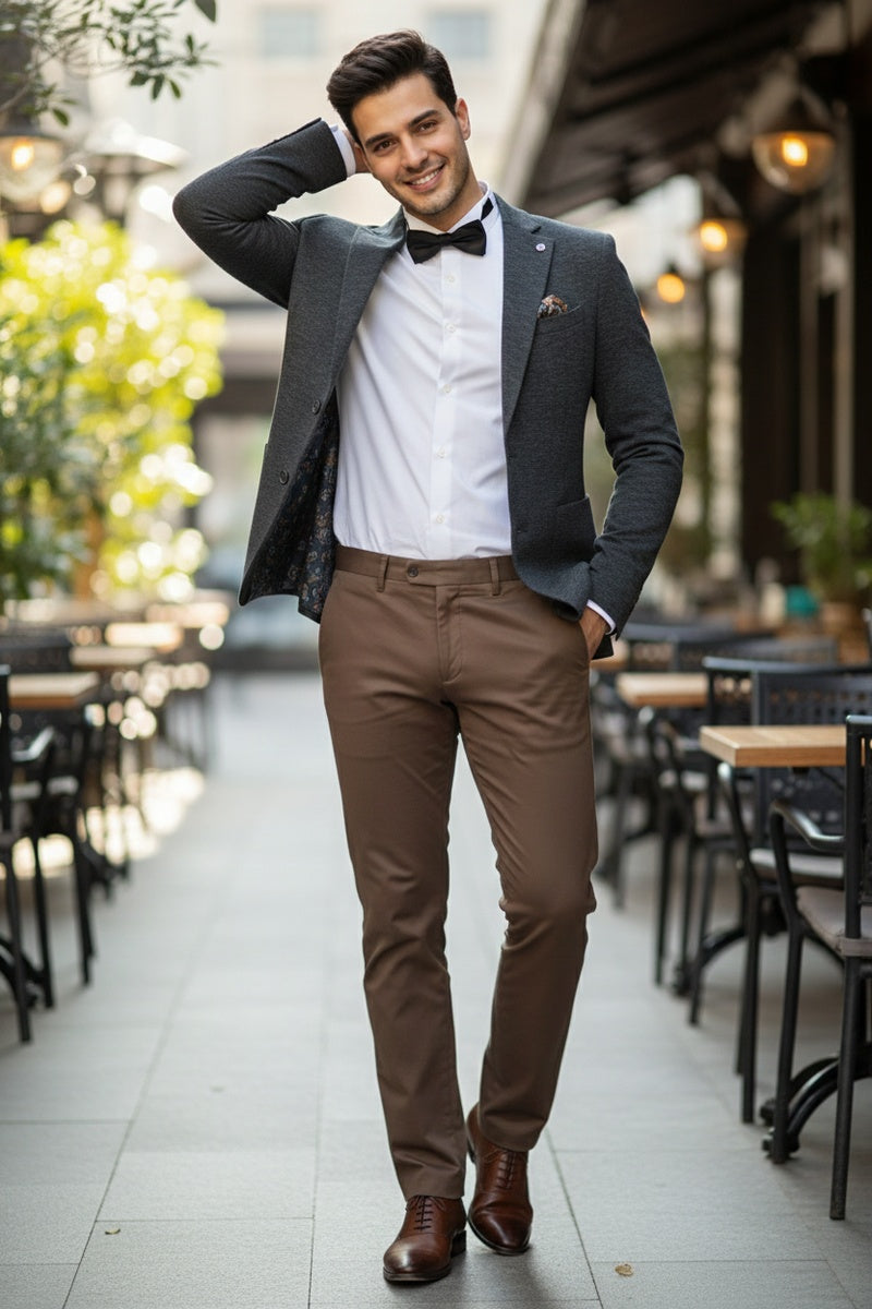 Dark Brown Textured Sports Jacket