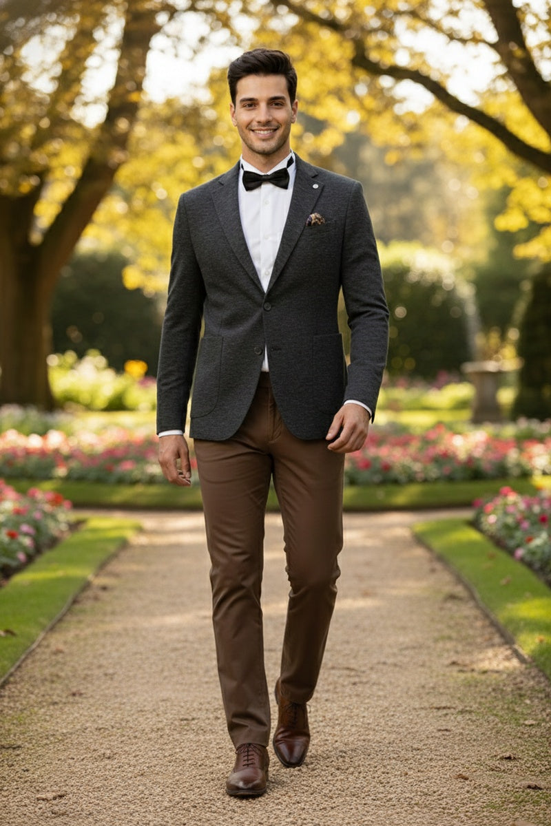 Dark Brown Textured Sports Jacket
