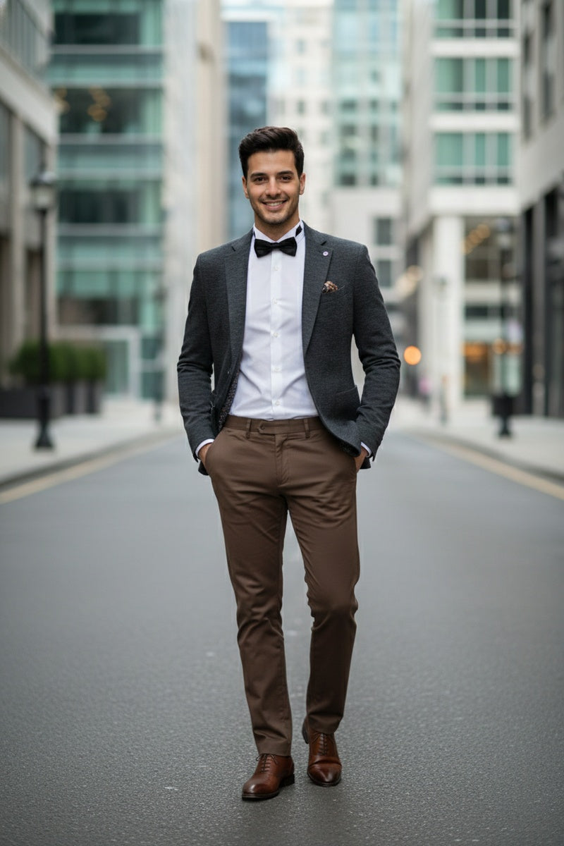 Dark Brown Textured Sports Jacket