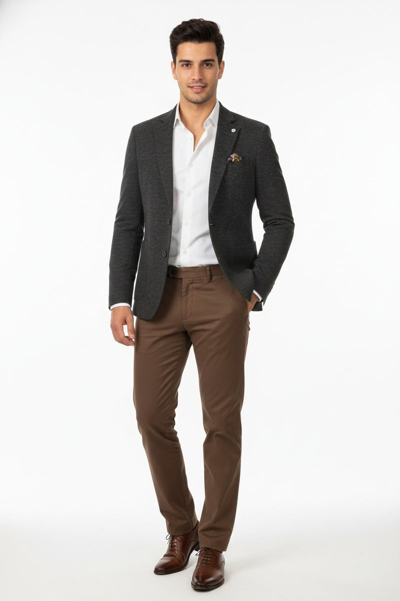 Dark Brown Textured Sports Jacket