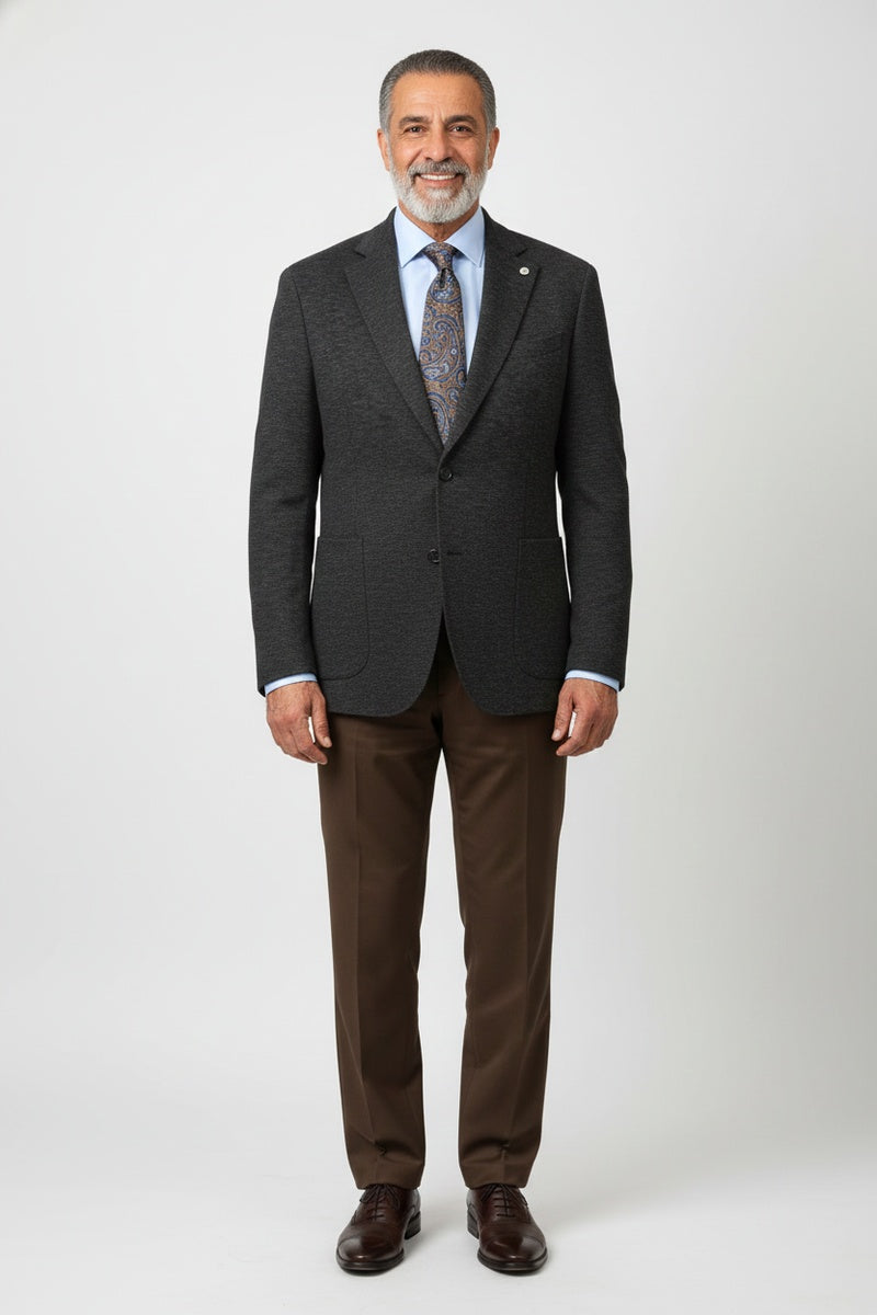 Dark Brown Textured Sports Jacket