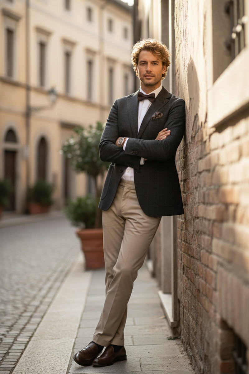 Dark Brown Windowpane Sports Jacket