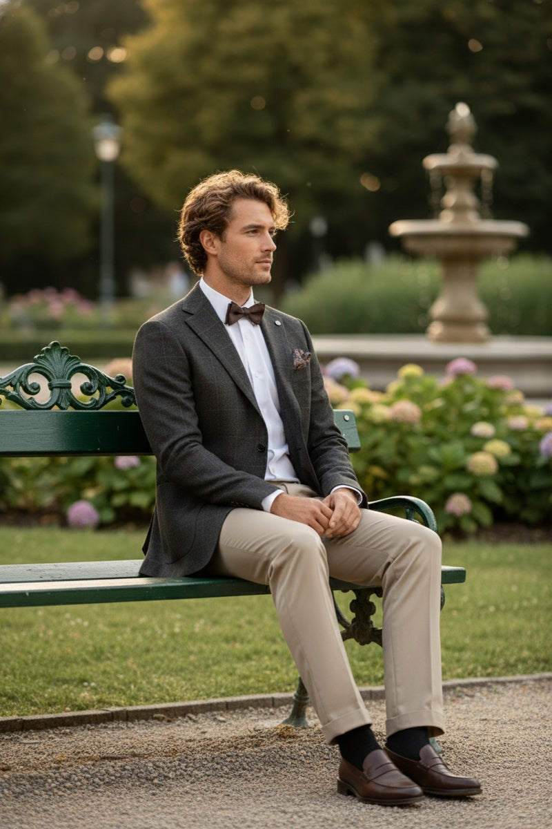 Dark Brown Windowpane Sports Jacket