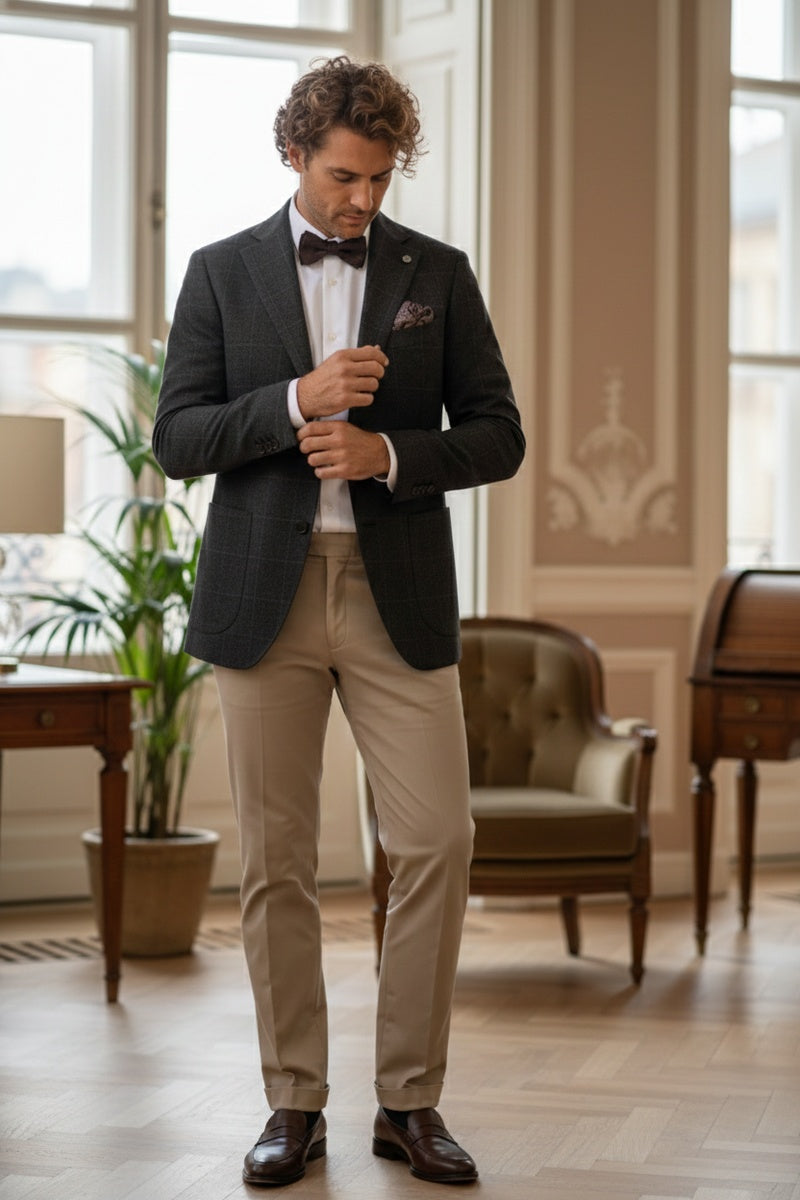 Dark Brown Windowpane Sports Jacket