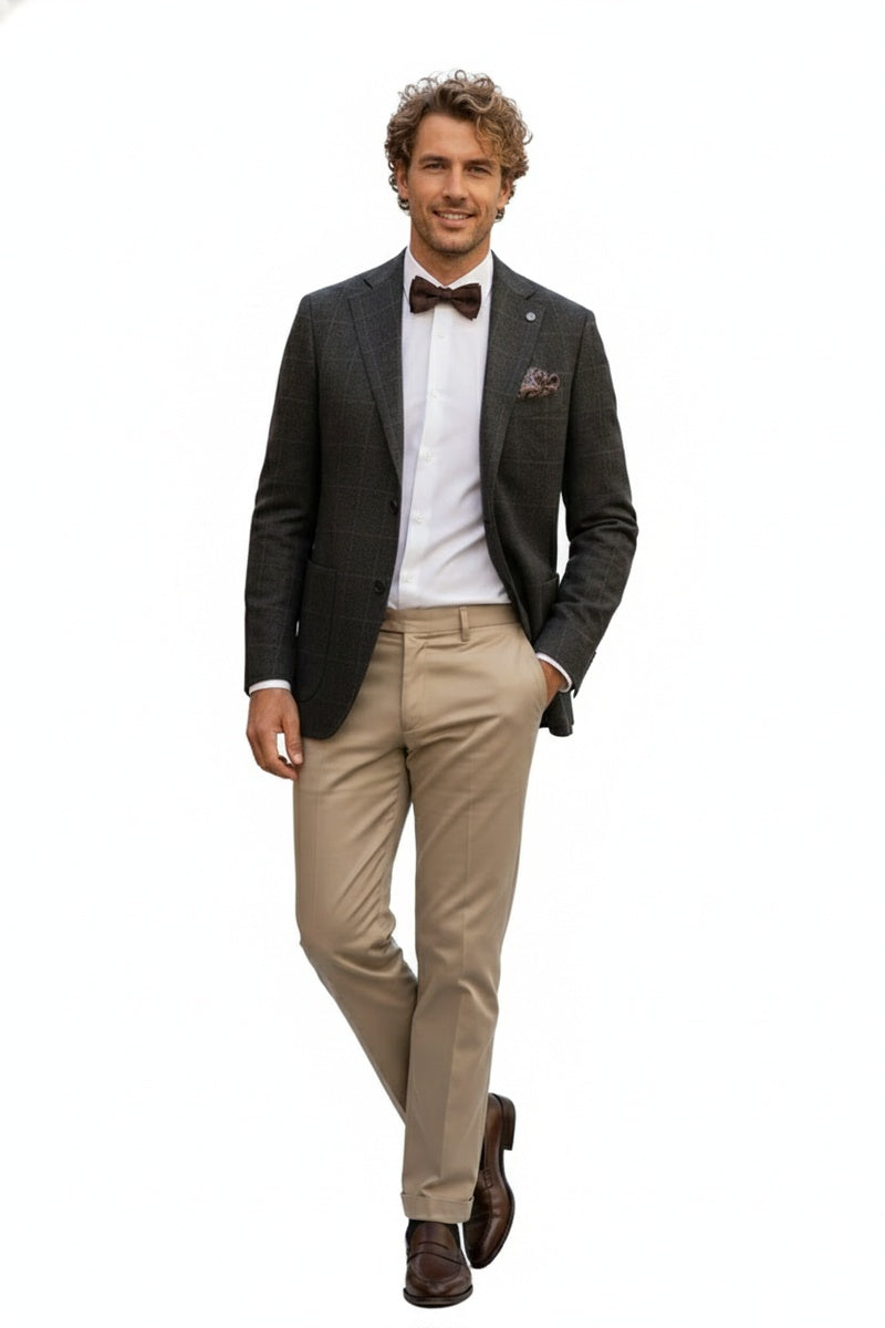 Dark Brown Windowpane Sports Jacket