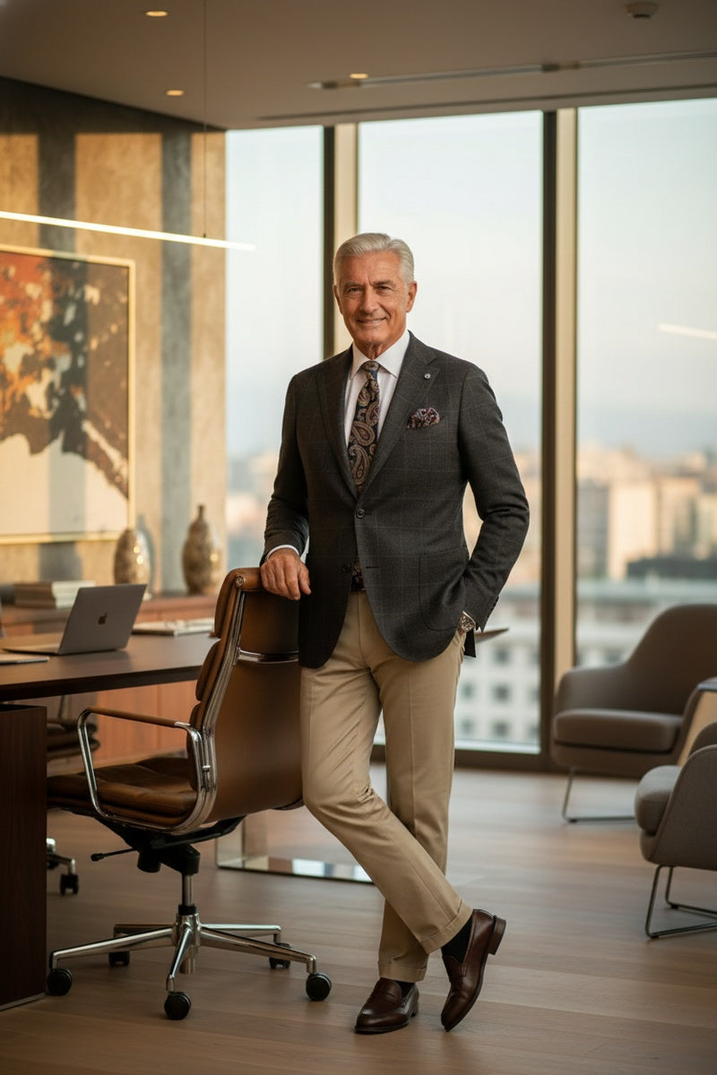 Dark Brown Windowpane Sports Jacket