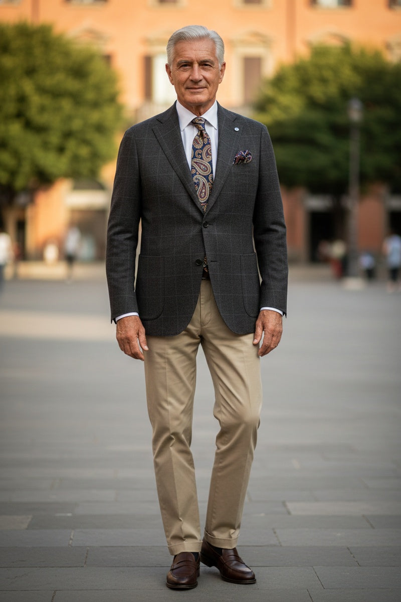 Dark Brown Windowpane Sports Jacket