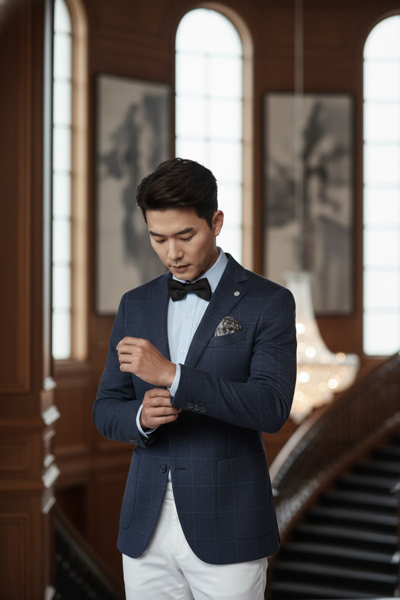 Dark Blue Windowpane Sports Jacket