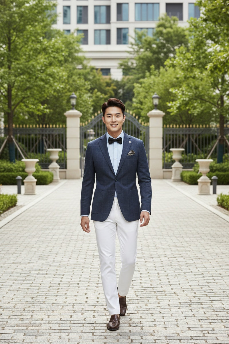 Dark Blue Windowpane Sports Jacket