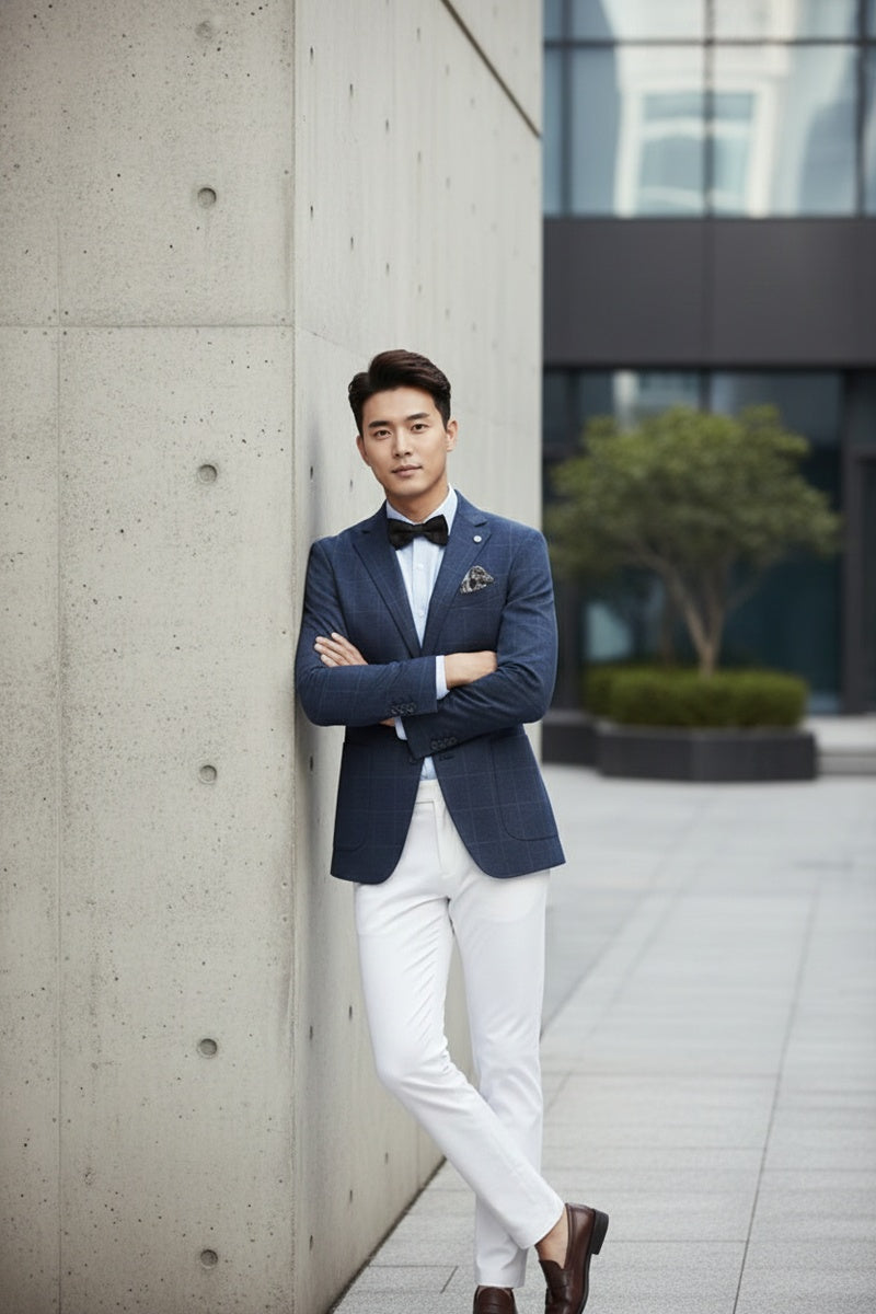 Dark Blue Windowpane Sports Jacket