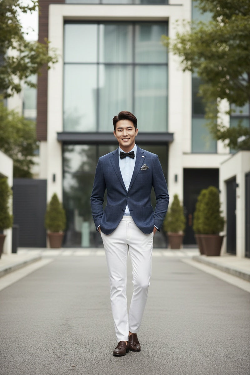 Dark Blue Windowpane Sports Jacket