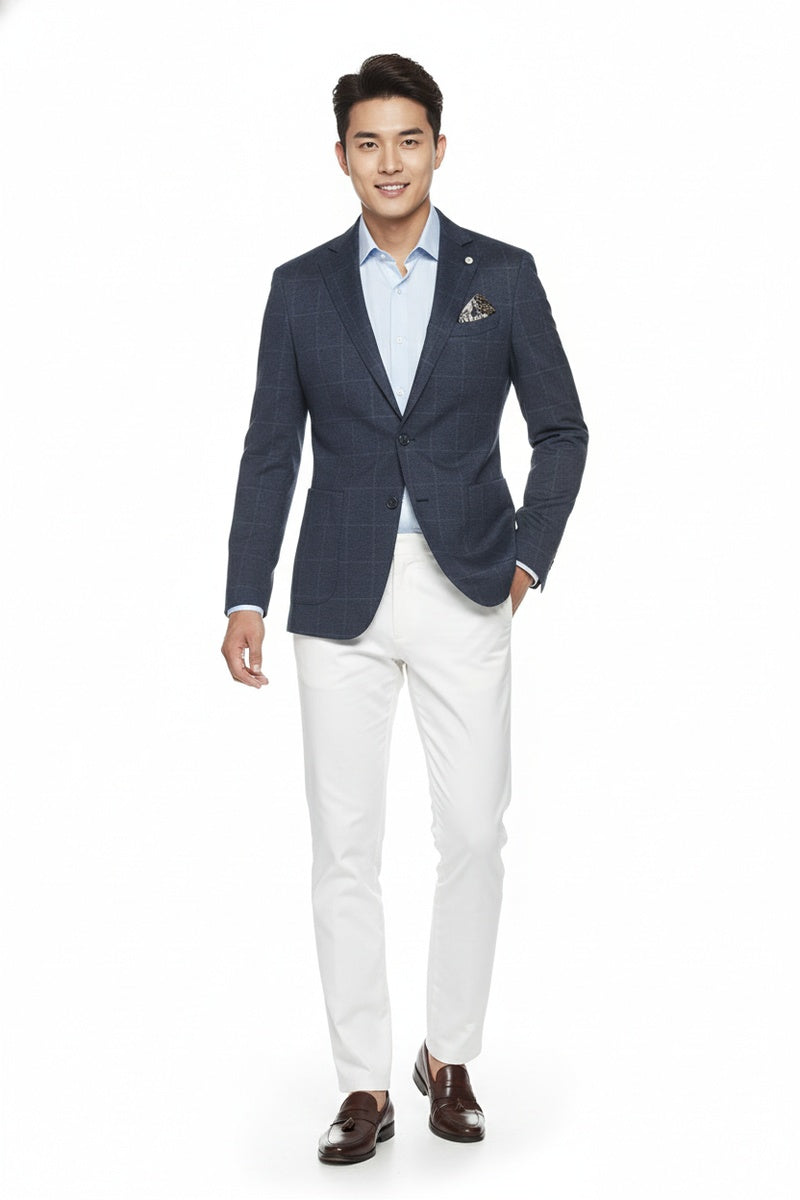 Dark Blue Windowpane Sports Jacket
