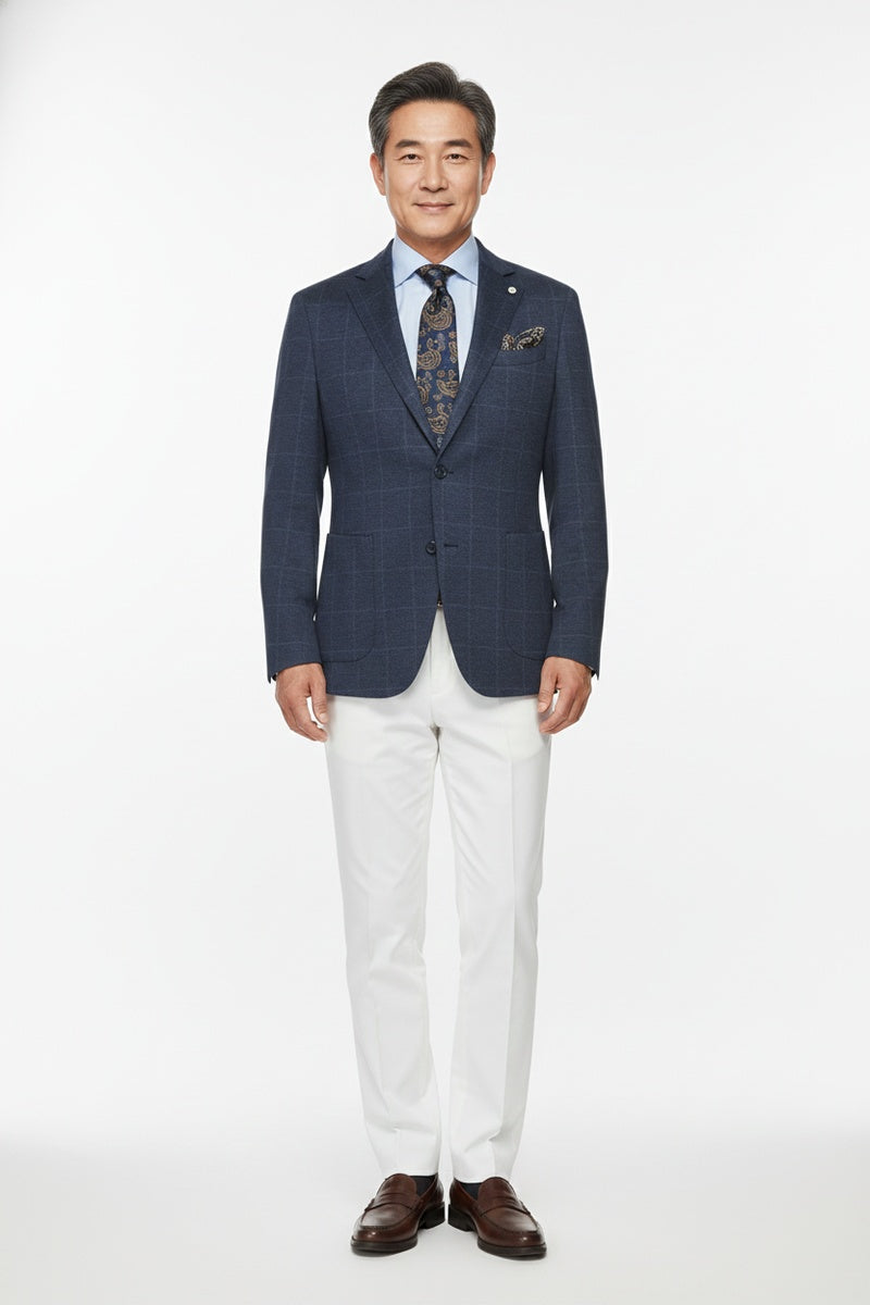 Dark Blue Windowpane Sports Jacket