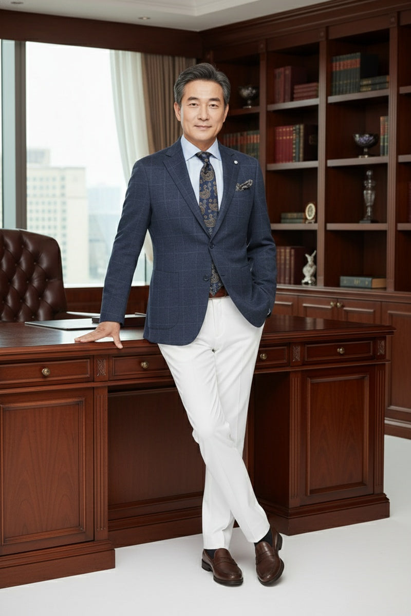 Dark Blue Windowpane Sports Jacket