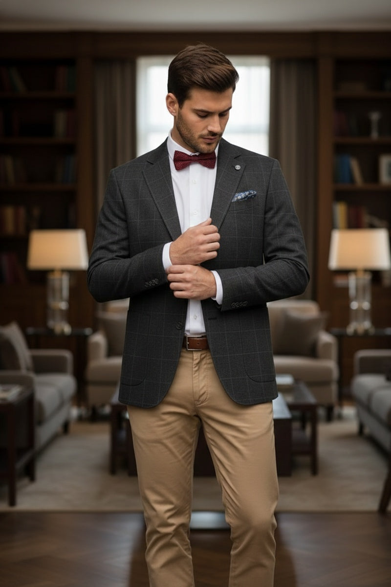 Ink Blue Windowpane Sports Jacket