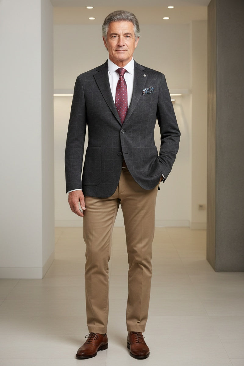 Ink Blue Windowpane Sports Jacket