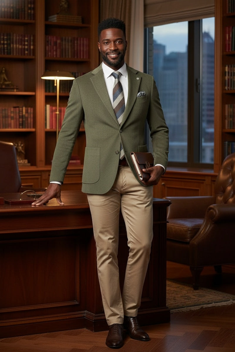 Olive Solid Sports Jacket