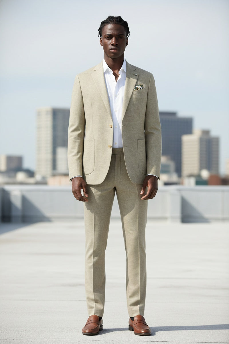 Beige Textured Sports Jacket