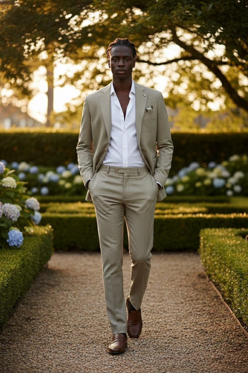Beige Textured Sports Jacket